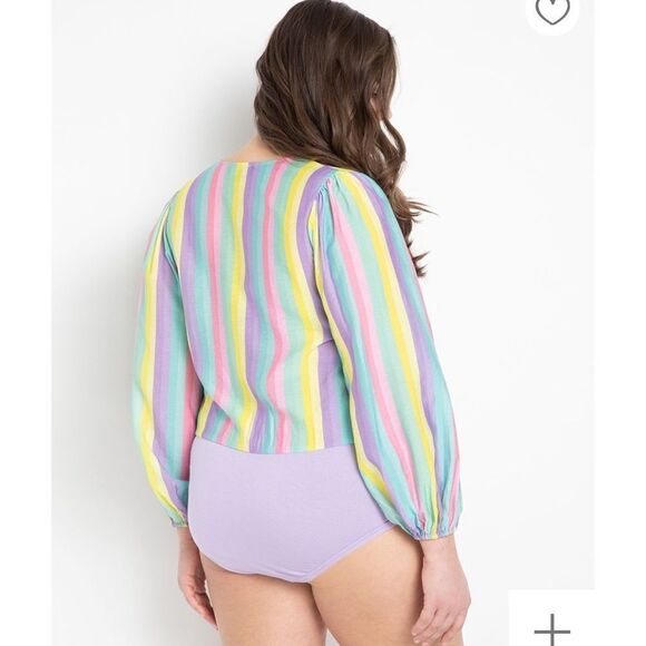 Eloquii Stripe Surplice Bodysuit NWT - Picture 3 of 5